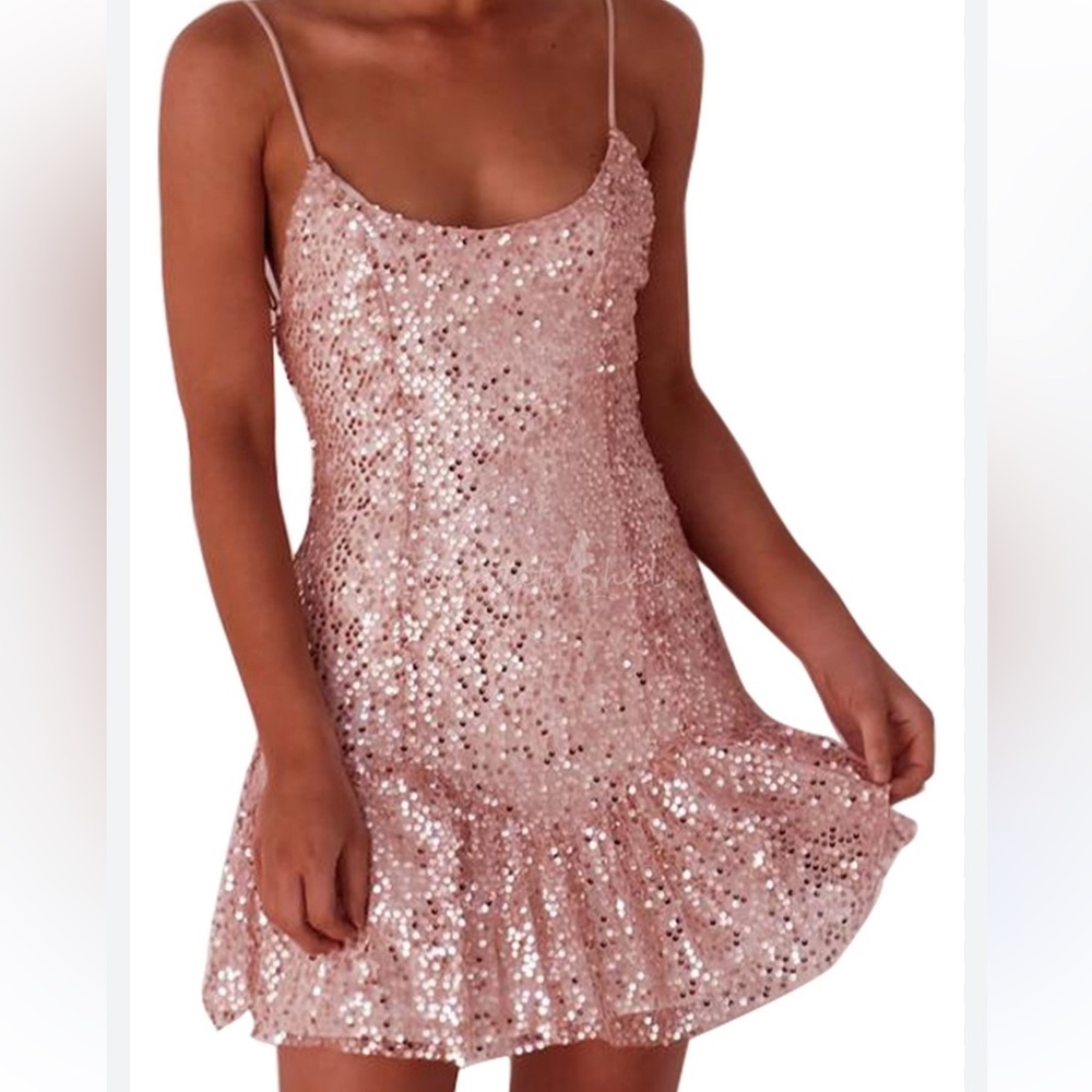Selfie Leslie Champagne Sequin Dress